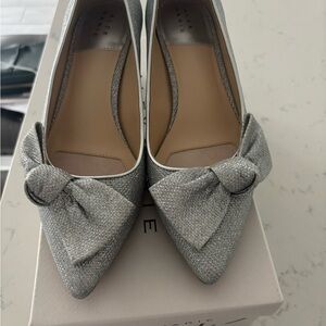 Alex Marie Silver Flats with Bow Detail